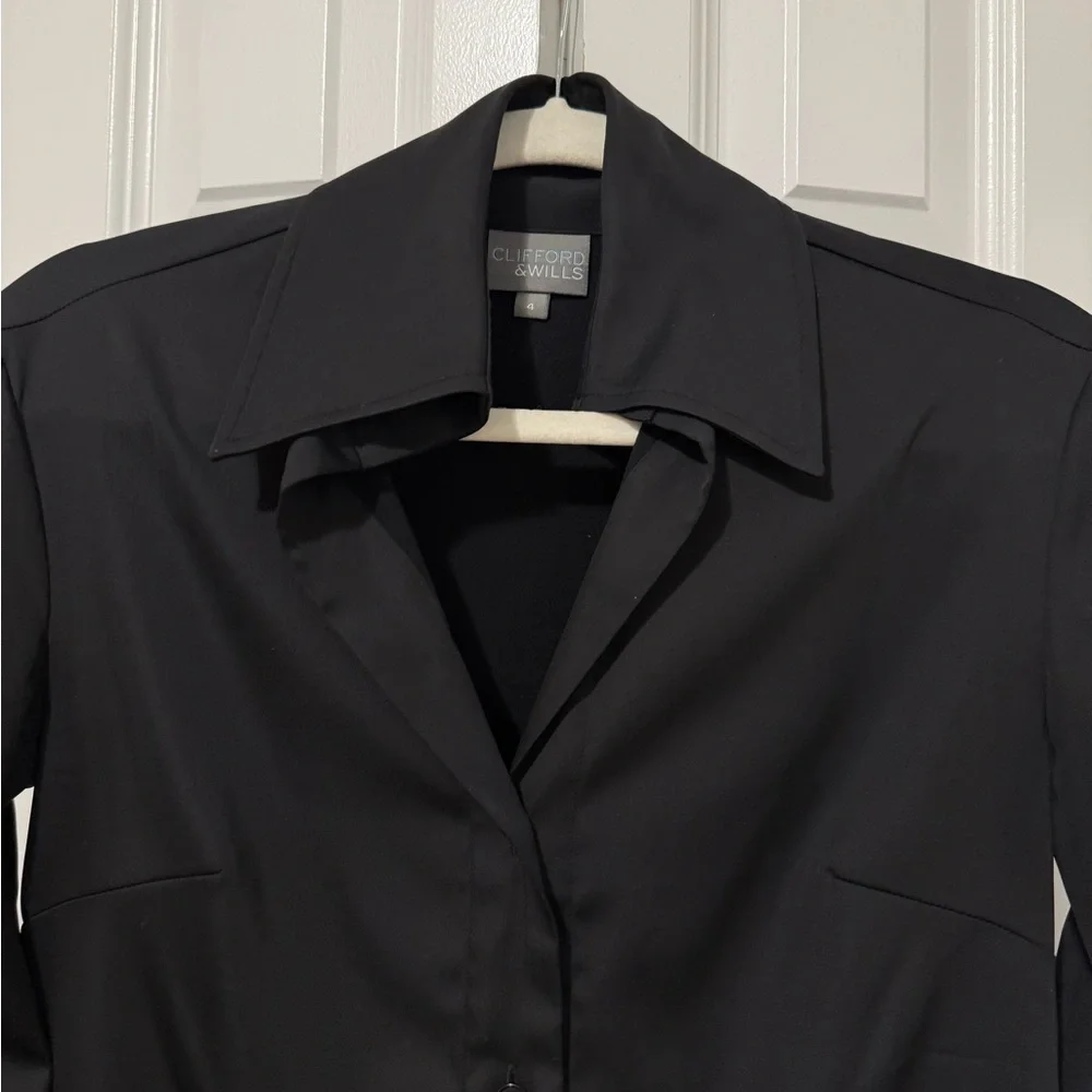 Black Long Sleeve Button Up -  Clifford & Wills (Size 4) - Picture 3 of 5
